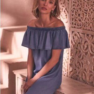 MELANIE LYNE:  Tencel Off The Shoulder Dress - blue denim